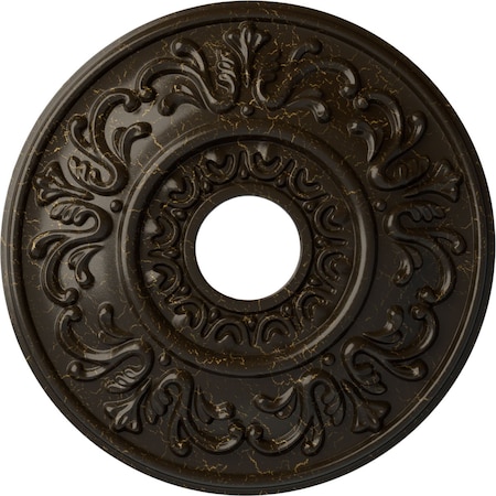 Ekena Millwork Valletta Ceiling Medallion (Canopies up to 3 1/2"), 18"OD x 3 1/2"ID x 1"P, Stone Hearth Crackle CM18VLSHC
